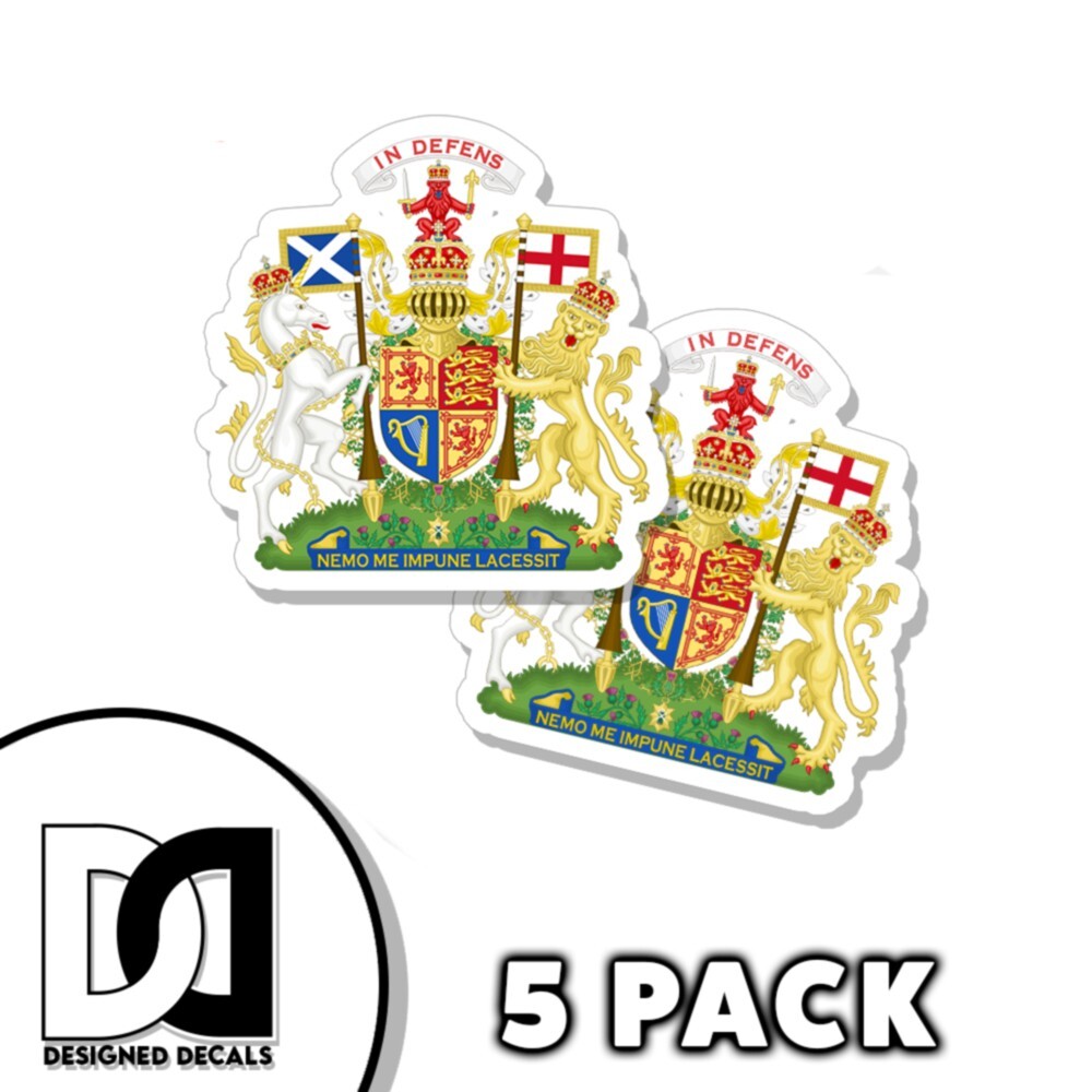 Scotland United Kingdom Coat of Arms Sticker SelfAdhesive 3 inch flag Decals 5pk