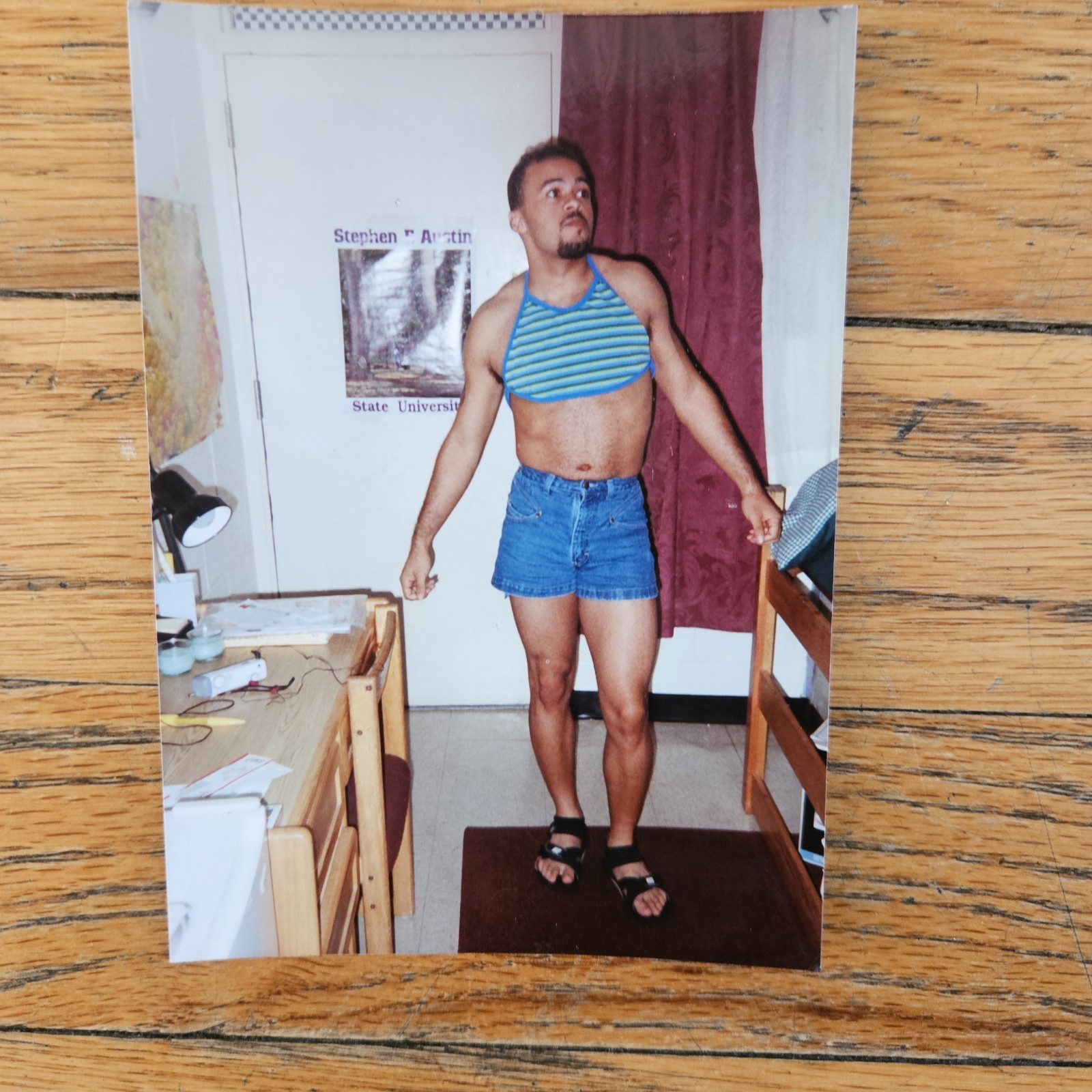 VINTAGE 1990\'S PHOTOS YOUNG MAN CROSS DRESSING IN TUBE TOP & SKIRT GAY INTEREST