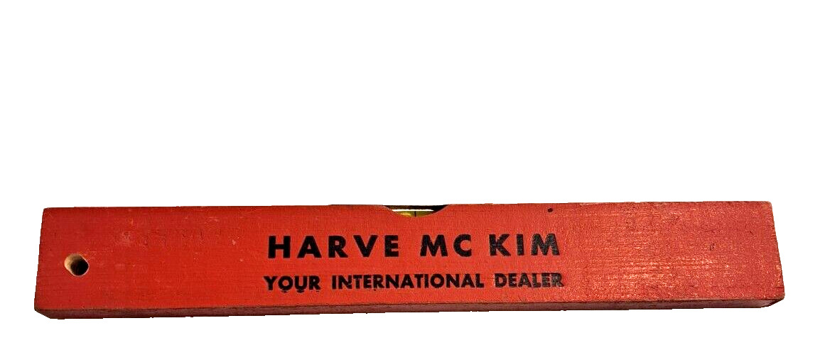 Harve McKim Your International Dealer Vintage Wood Advertising Level Ruler Tool