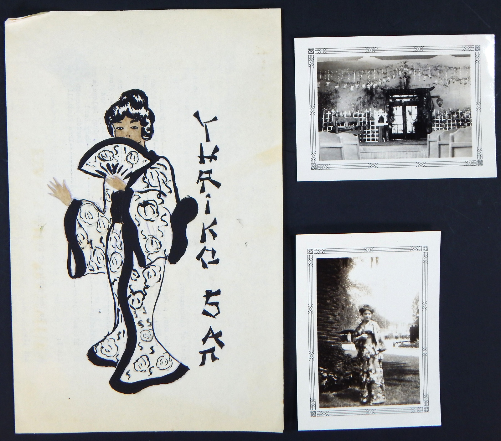 1931 LA SACRED HEART GIRLS ACADEMY PLAY 2 PICS & HAND PAINTED PROGRAM YURIKO SAN