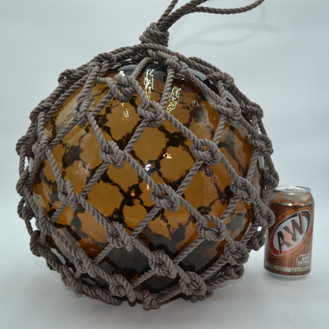 VINTAGE GLASS FISHING FLOAT IN BROWN TAUPE