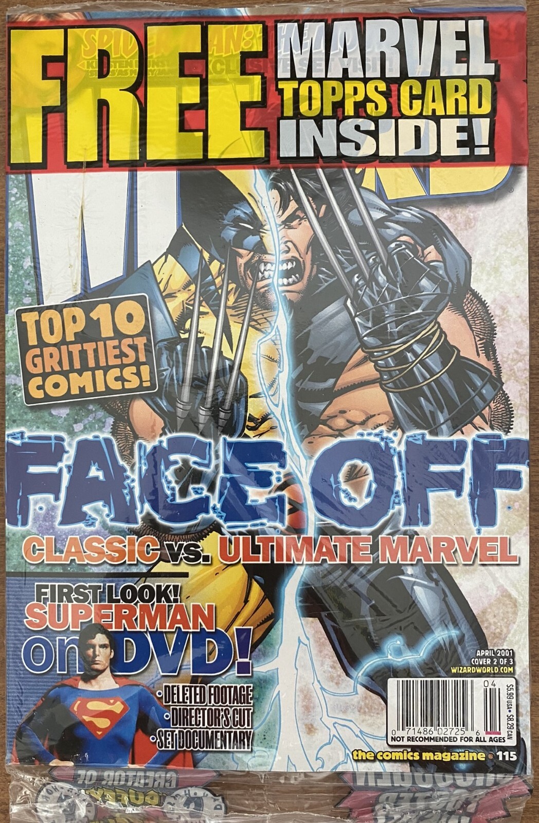 Wizard Magazine #115 April 2001 - RARE - Marvel Topps Card Inside (New & Sealed)