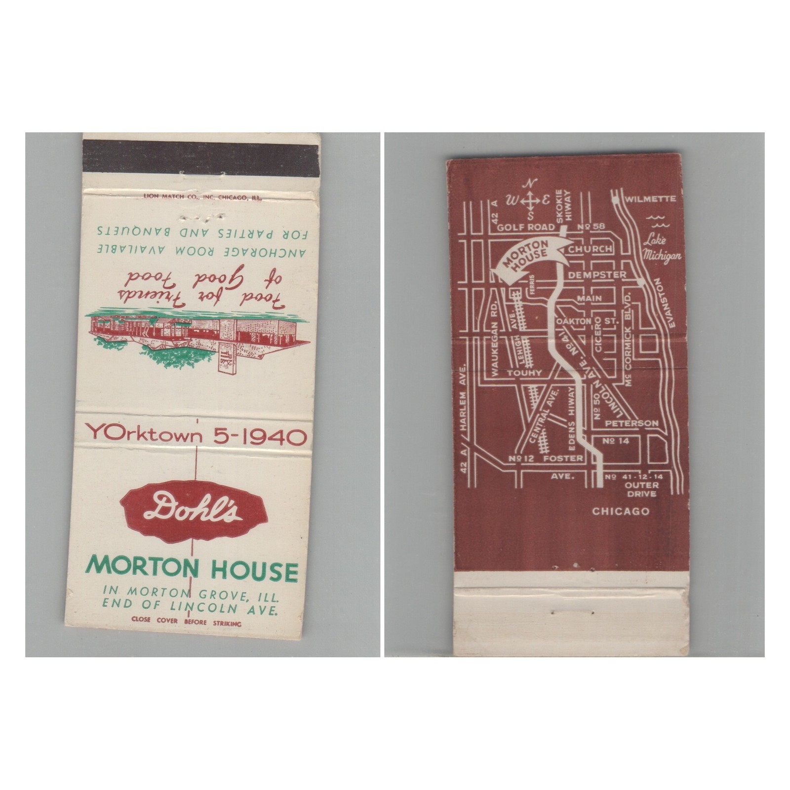 Matchbook Cover Dohl\'s Morton House Morton Grove IL