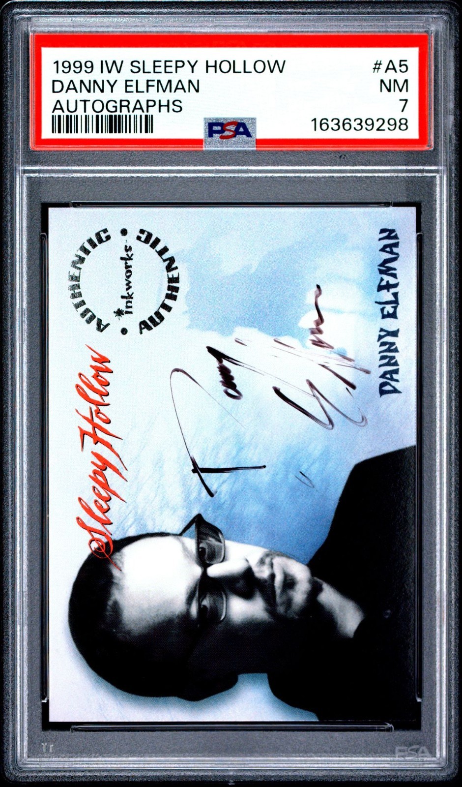 1999 INKWORKS DANNY ELFMAN AUTO AUTOGRAPH PSA 7 A5 SLEEPY HOLLOW FRESH SLAB