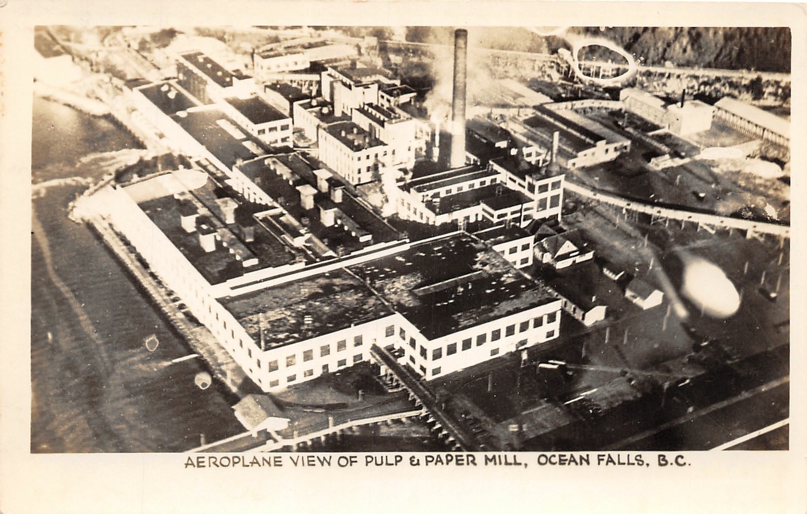 J9/ Ocean Falls B.C. Canada RPPC Postcard c1940s Birdseye Pulp Paper CO  260