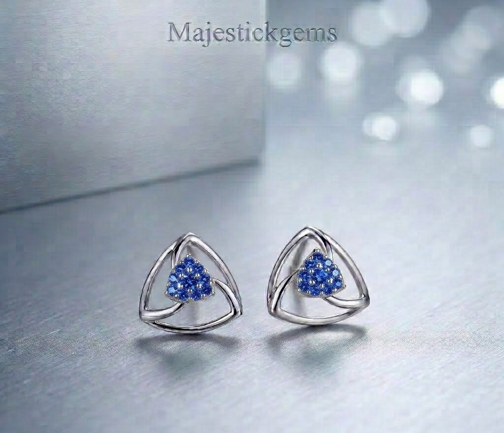 2 Ct Lab Grown Blue Diamond Stud Earrings 925 Sterling Silver  VVS1 Certified