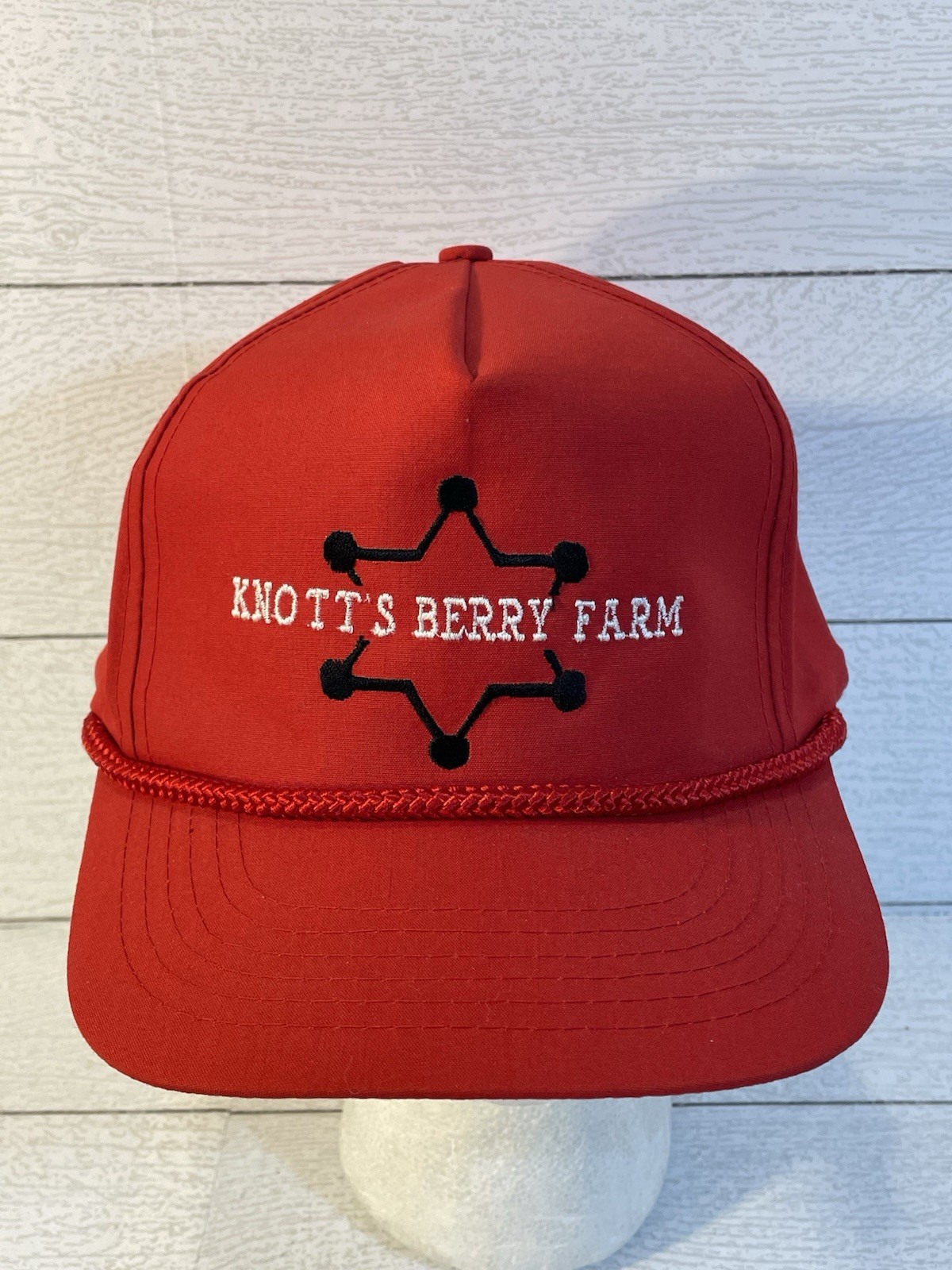 Vintage Knott’s Berry Farm Red SnapBack Hat Cap Sheriffs Badge California