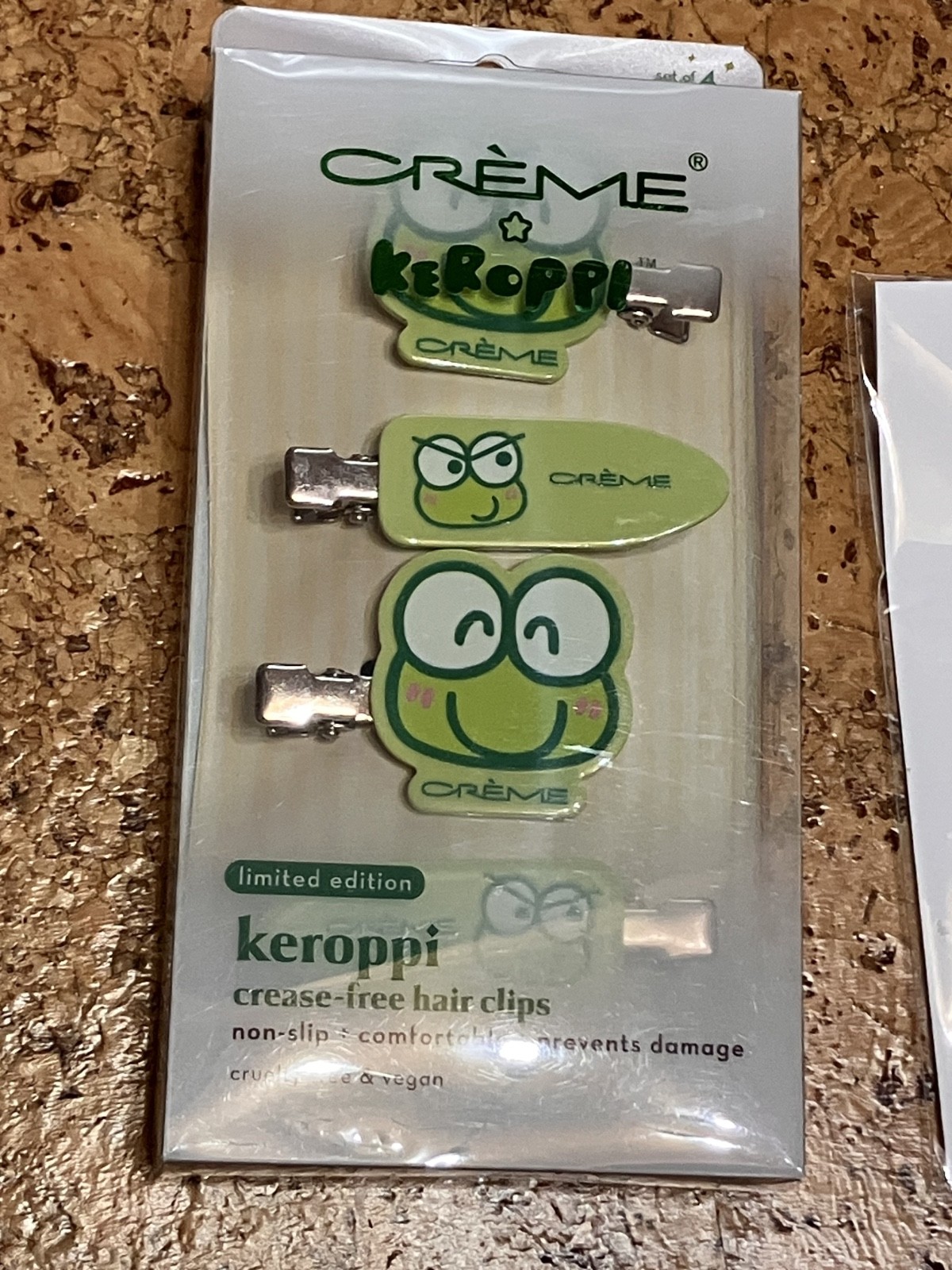 Sanrio Keroppi x CRÈME Shop Limited Edition Hair Clips Set of 4 New in Package