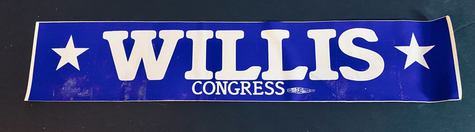 Willis For Congress Bumper Sticker — 1986