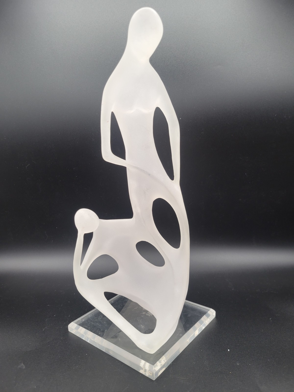 Vintage Crystallus New York Art Plastic Lucite Acrylic Sculpture Two Figures 12\