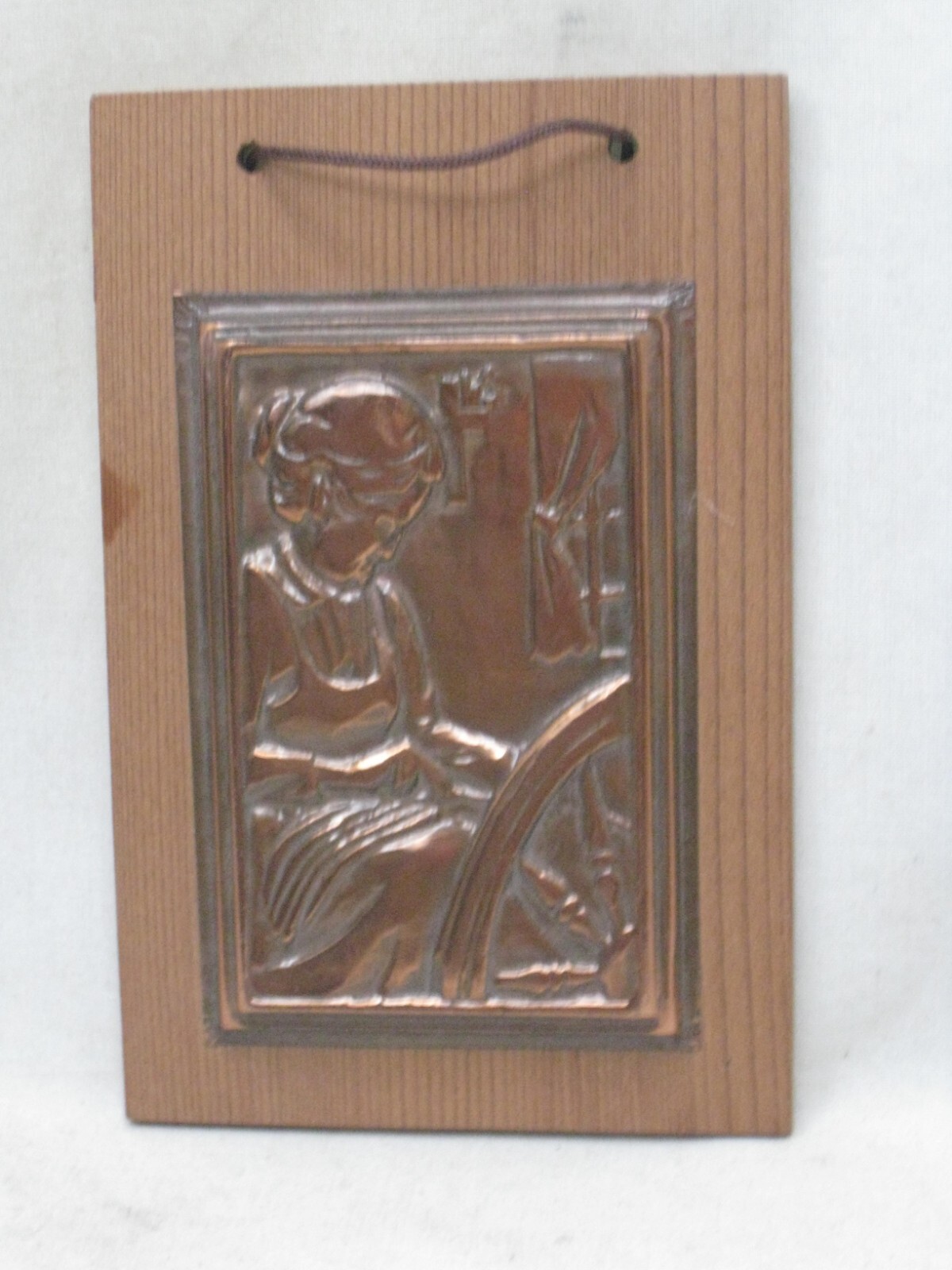 vintage FAIT AU QUEBEC boutique Sculpture copper wood wall decor A Nadeau