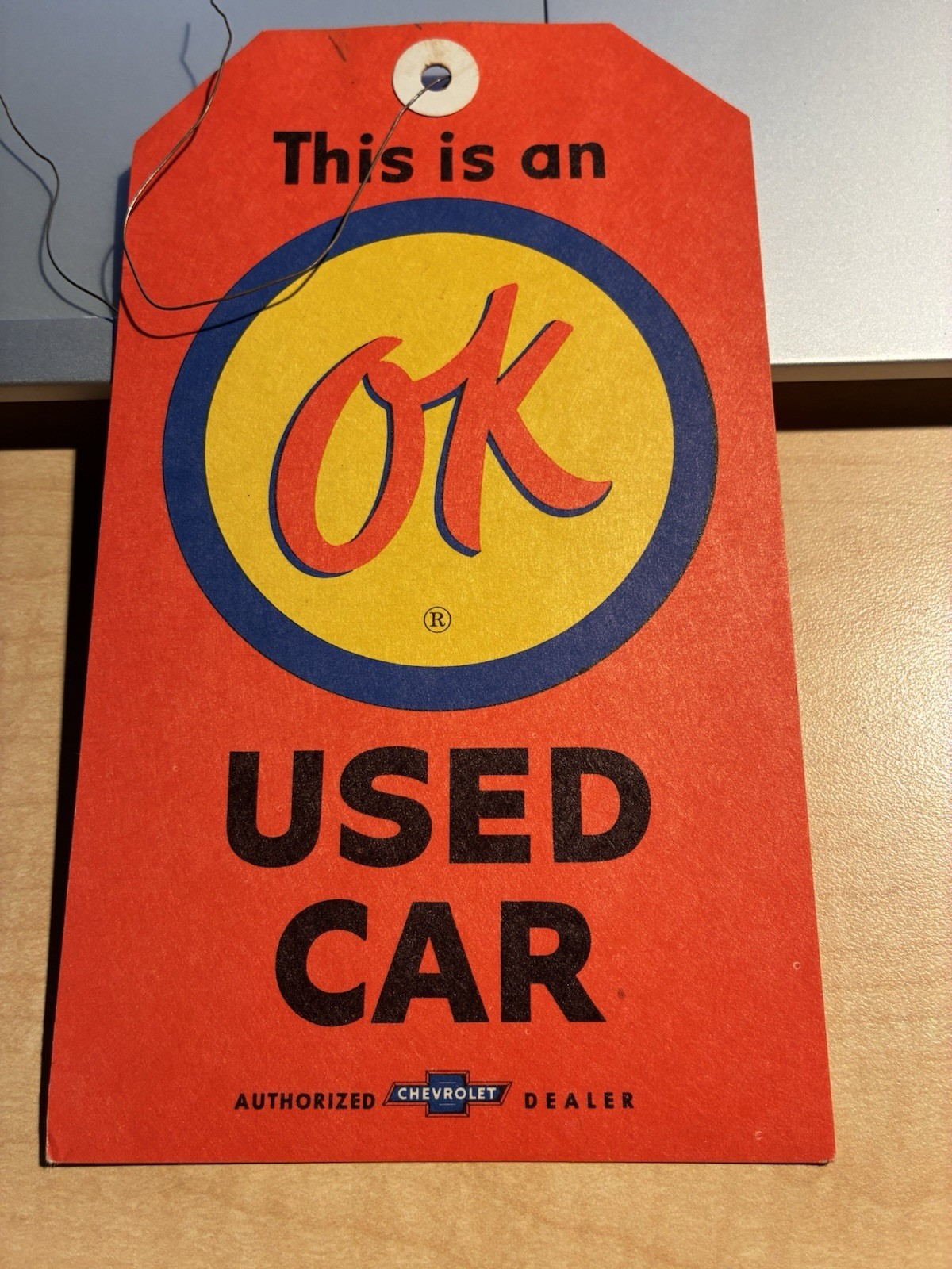 NOS 1950’s 1960’s Original Chevrolet OK USED CAR Dealer Hang Tag Sign GM Impala
