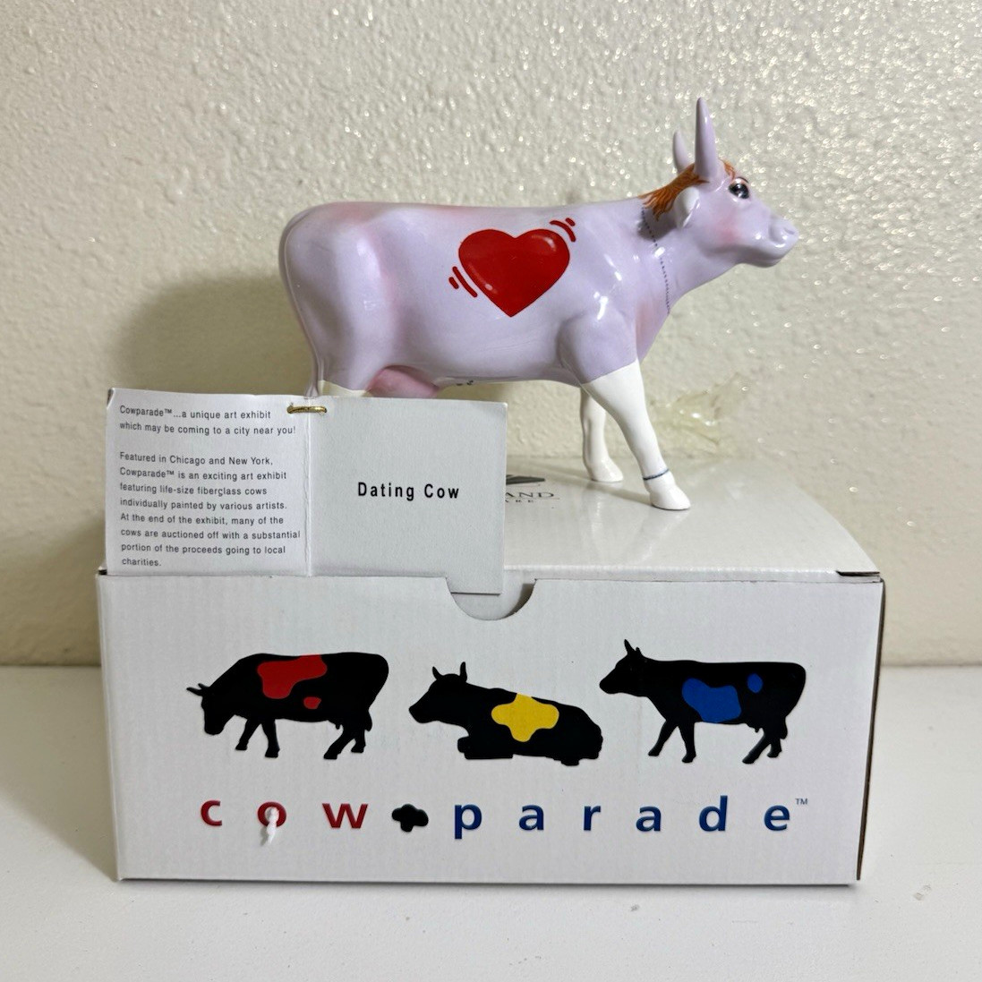 CowParade Dating Cow Collectible Cow Figurine Fiberglass w/ Box & Tag