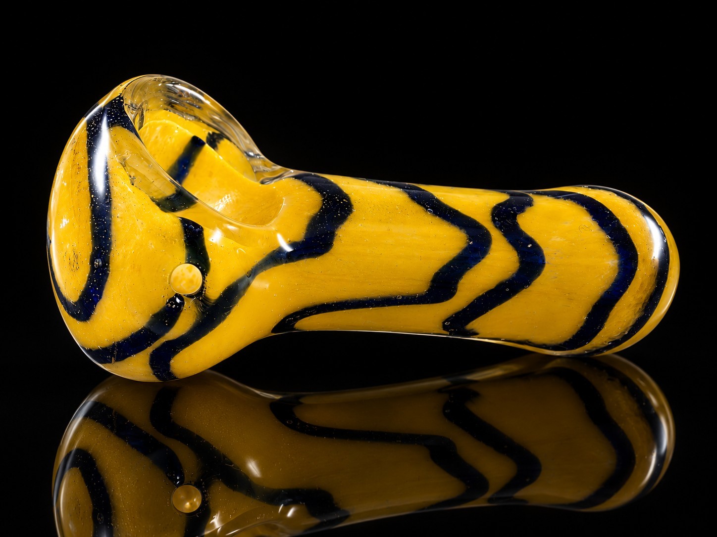 Mini Glass Tobacco Hand Pipe Yellow Blue Swirl Pocket Size Over 2