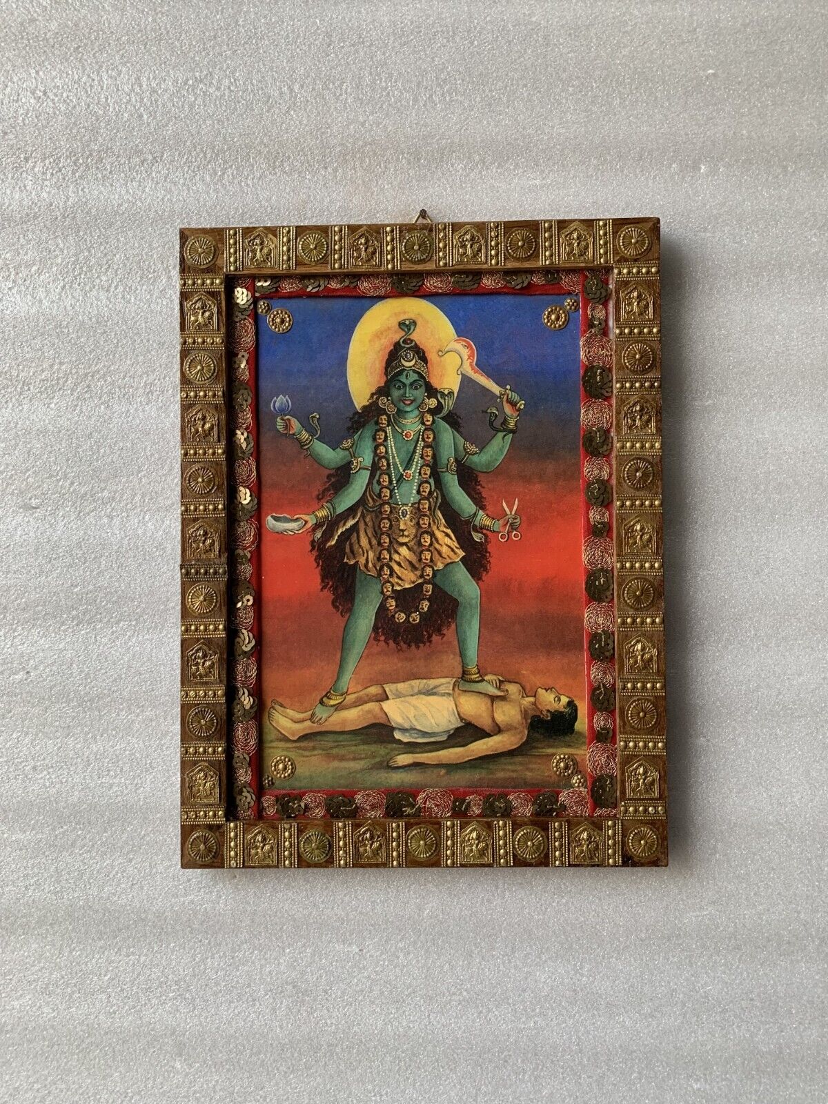 Vintage God Photo Frame, Maa Tara Mahavidya Indian Hindu Goddess Photo-8.5x11.5\