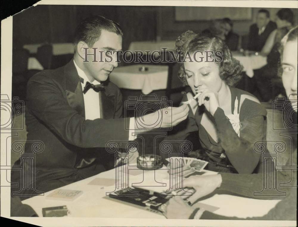 1936 Press Photo Ralph Kempner, Alicia Whites Play in Bridge Tournament, Chicago 1936 Press Photo Ralph Kempner, Alicia Whites Play in Bridge Tournament, Chicago