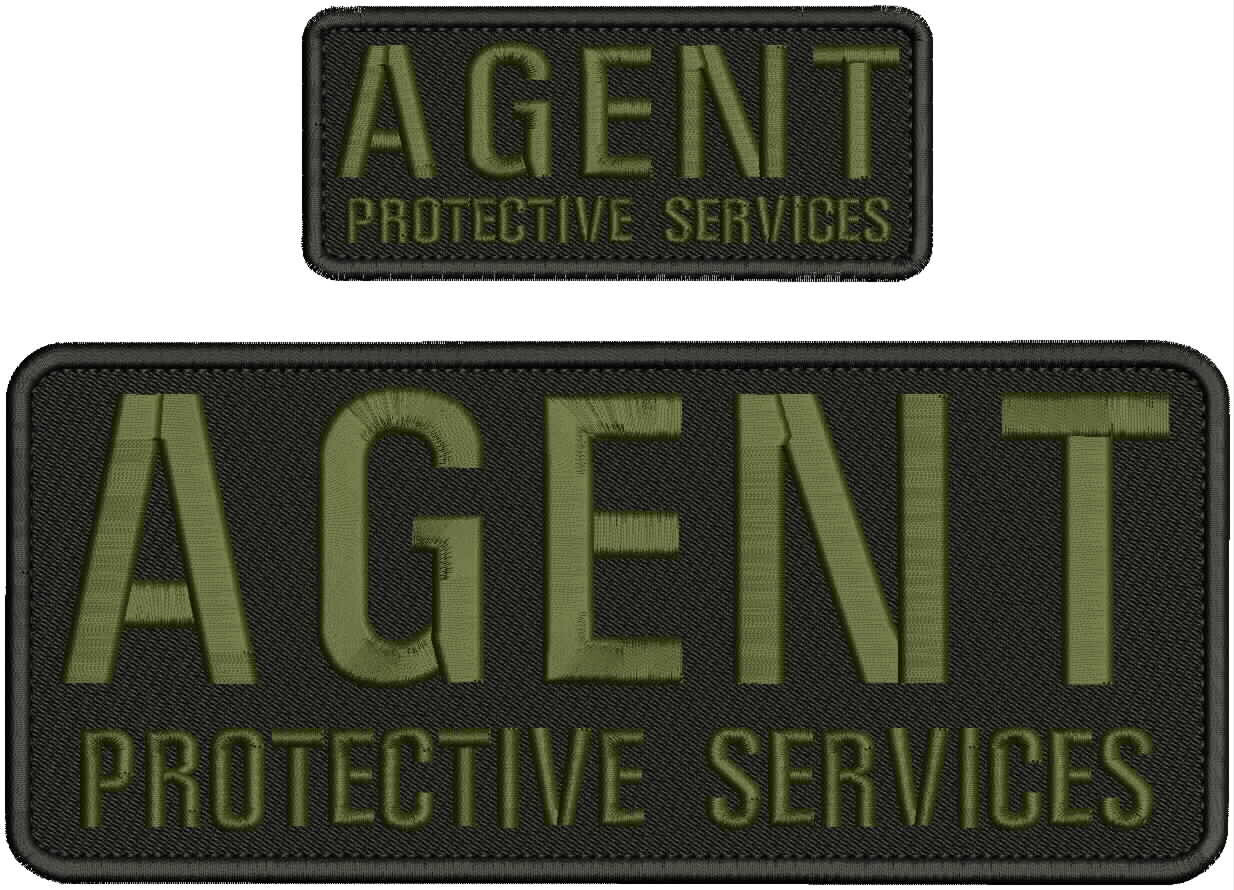 AGENT P SERVICES EMBROIDERY PATCH 4X10 AND 2X5 HOOK ON BACK ODGREEN ON BLACK AGENT P SERVICES EMBROIDERY PATCH 4X10 AND 2X5 HOOK ON BACK ODGREEN ON BLACK