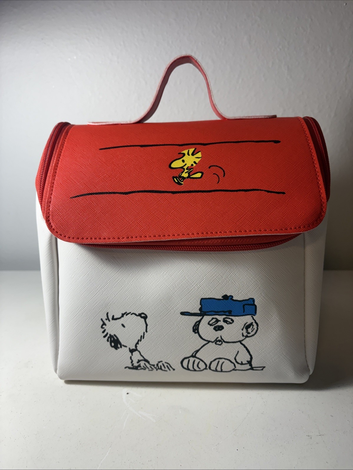 Vintage Peanuts Snoopy Doghouse Shaped Storage Bag Organizer Spike Woodstock