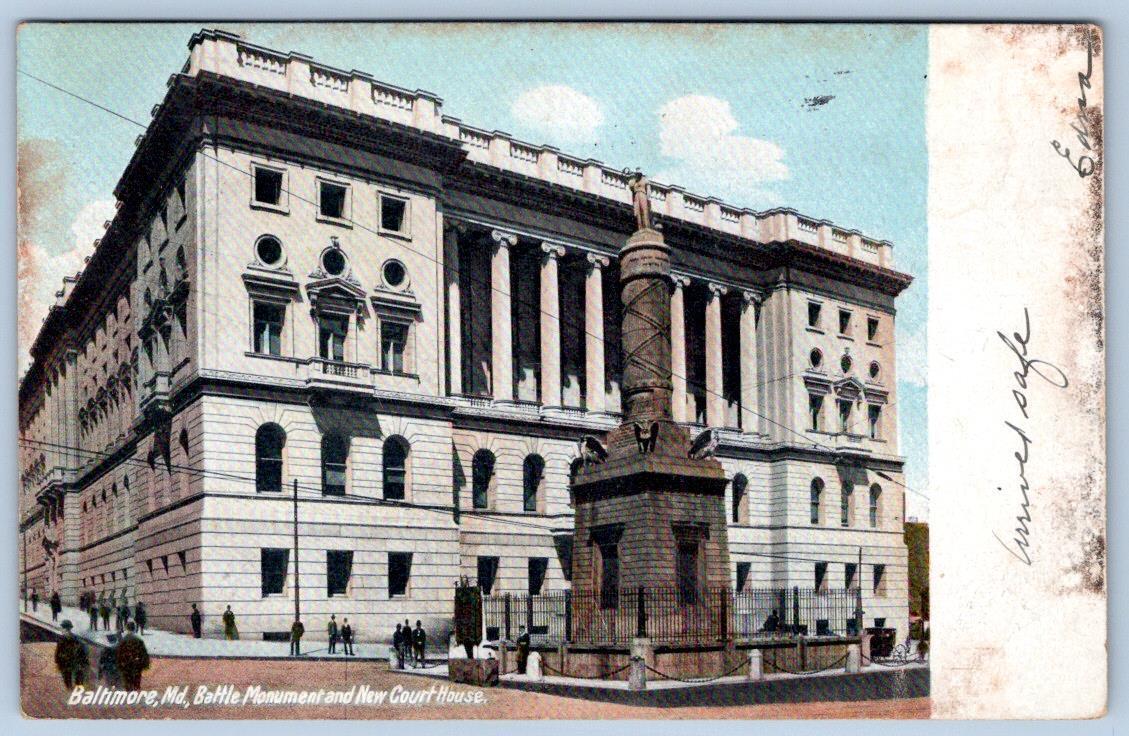 1906 BALTIMORE MD BATTLE MONUMENT NEW COURT HOUSE C LEIGHTON POSTCARDPOSTCARD