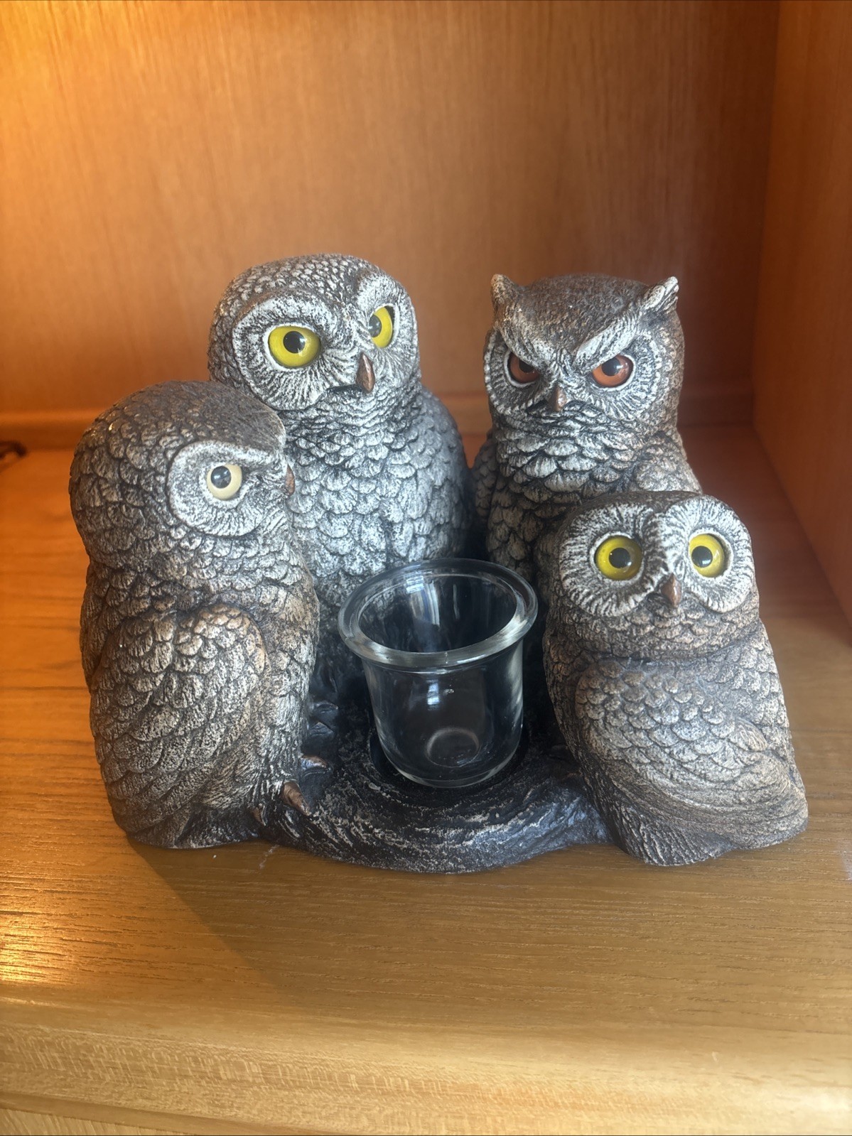 Windstone Editions Parliament Of Owls Candle Holder W/Original Tag 10lbs ~chips~