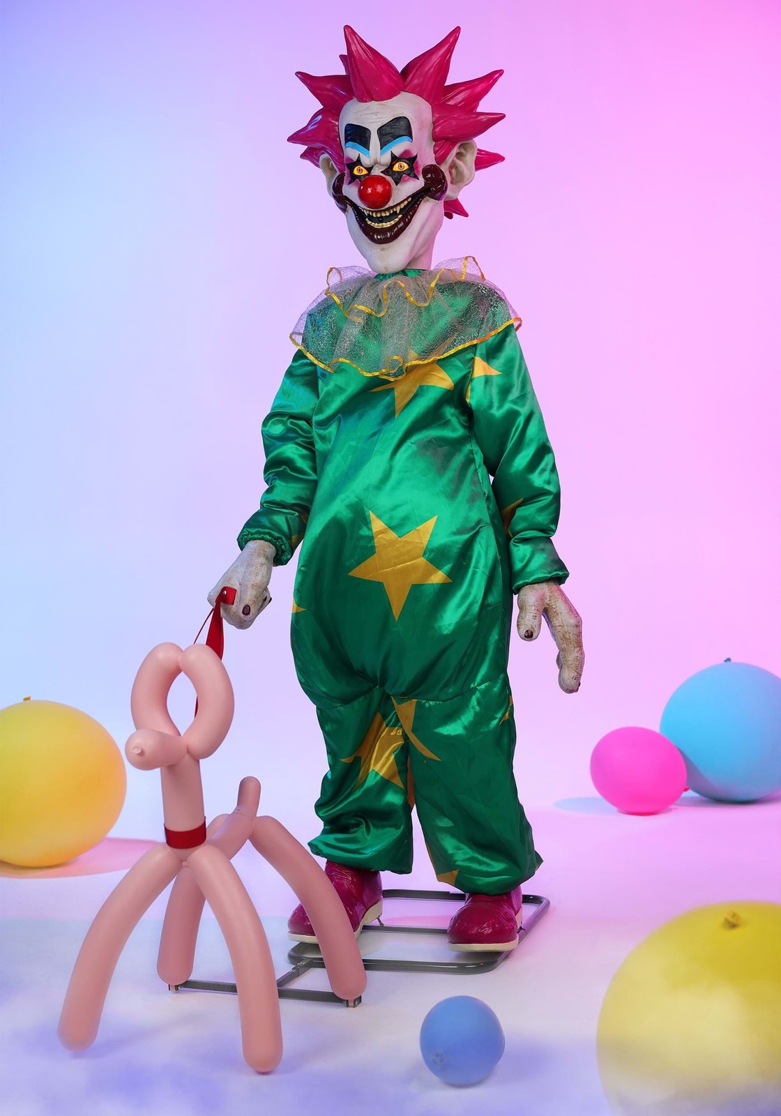 5.8 FT ANIMATED SPIKEY KILLER KLOWNS FROM OUTER SPACE HALLOWEEN ANIMATRONIC PROP