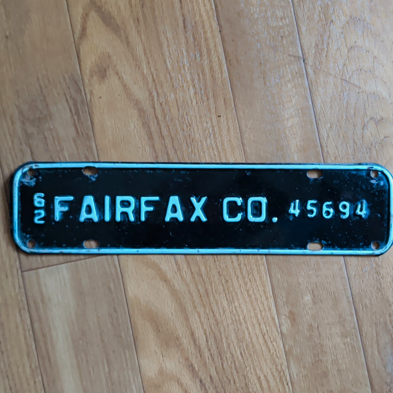 1962 Vintage Virginia License Plate Topper 45694 Fairfax County VA