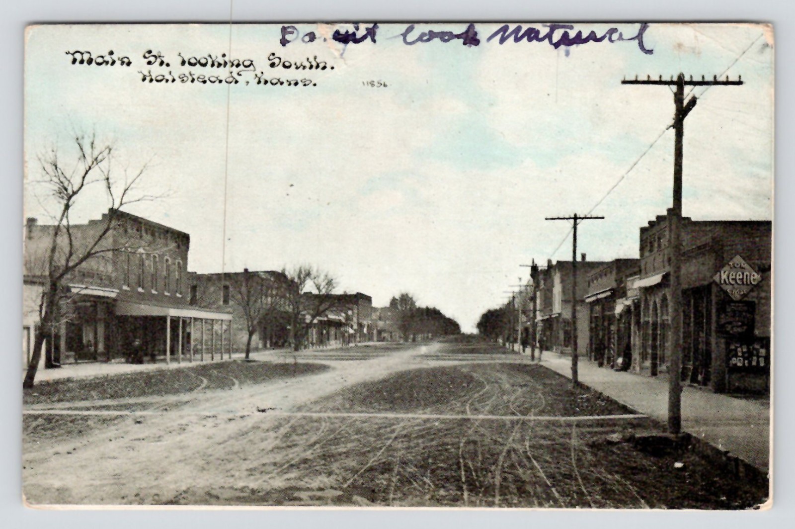 Main Street Halstead Kansas Tom Keene Cigar Shop Burrton KS c1912 DB Postcard