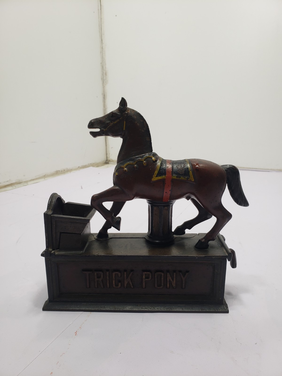 Original Circa Pat  July 7th 1885 Trick Pony Cast Iron Mechancial Bank