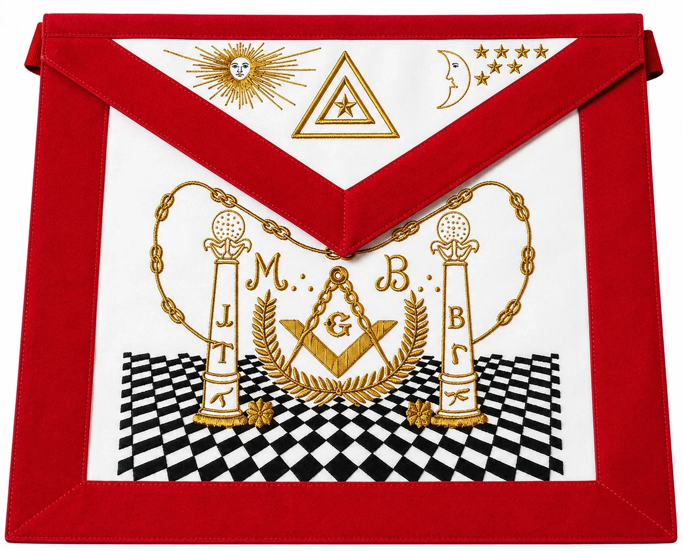 Antorcha Du Grand Orient Master Mason Apron Red Velvet Masonic Freemason Regalia