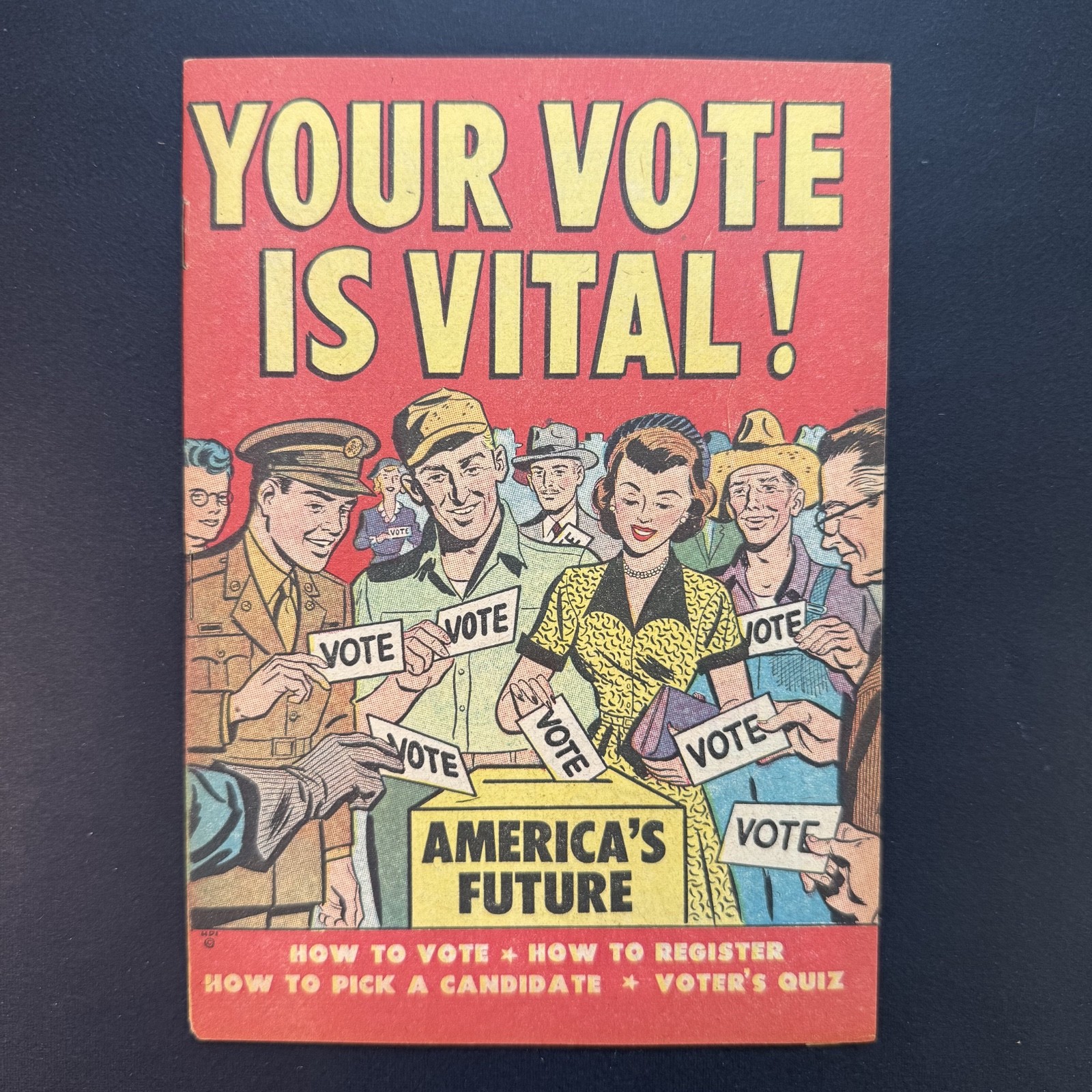 Your Vote Is Vital GOLDEN AGE comic Harvey 1952 Uncle Sam Patriotic Al Avison