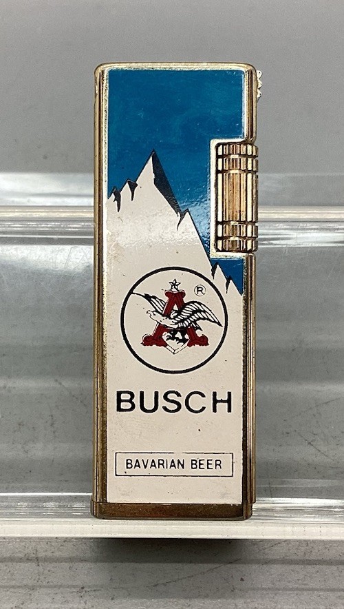 Vintage Busch Bavarian Beer Lighter, Blue Mountains, Collectable Beer Merch