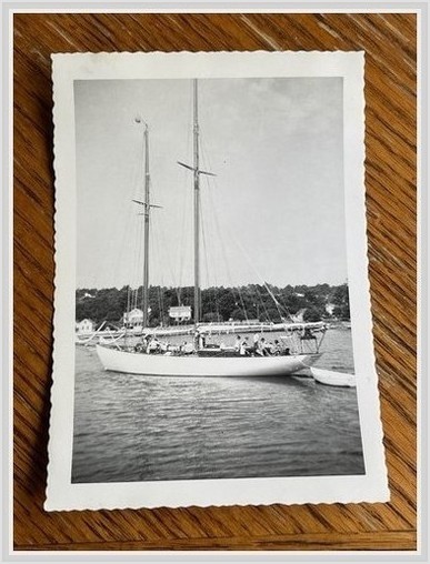 Old Saybrook CT 1950s Snapshot: Brilliant Schooner/Yacht Cornfield Pt 3x5 Old Saybrook CT 1950s Snapshot: Brilliant Schooner/Yacht Cornfield Pt 3x5