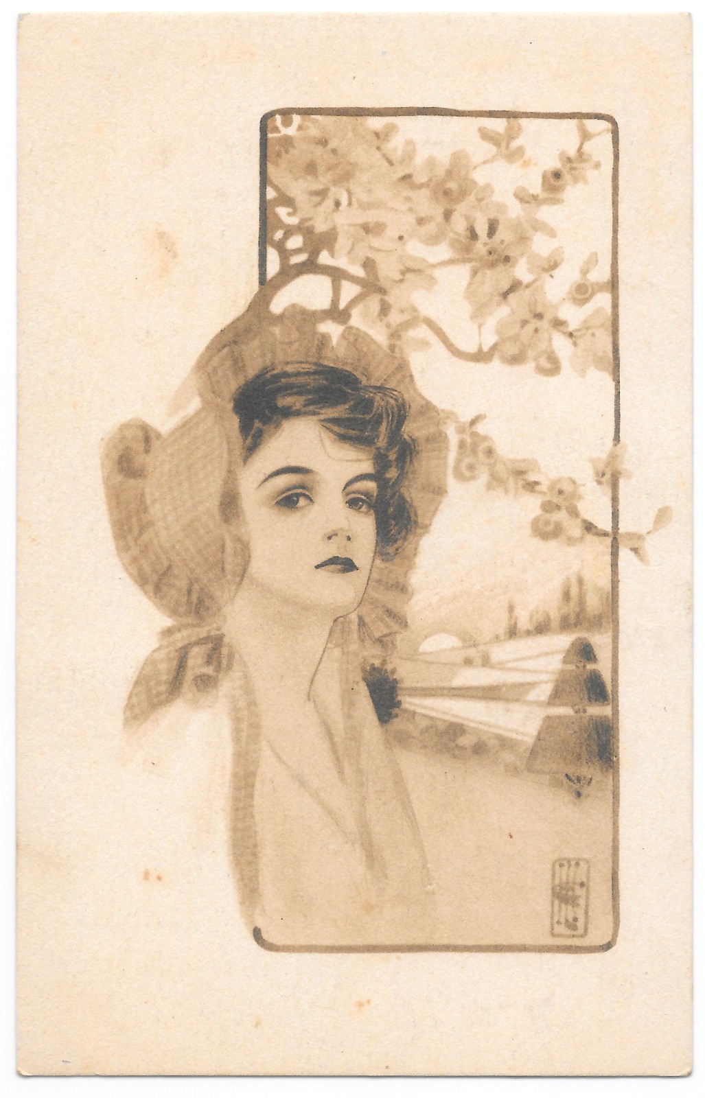 Art Nouveau Lady Photogravure Postcard Amelia OH c1910 Divided Back