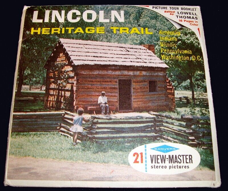Vintage View Master Lincoln Heritage Trail 3 Reels A390 & Booklet Stereo RARE