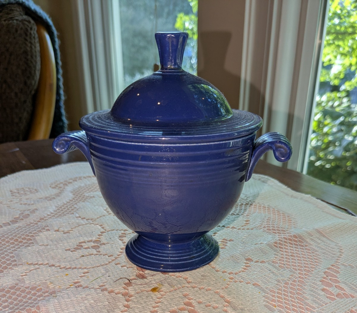 Vintage Fiesta ware Homer Laughlin Cobalt Blue Sugar Bowl with Lid