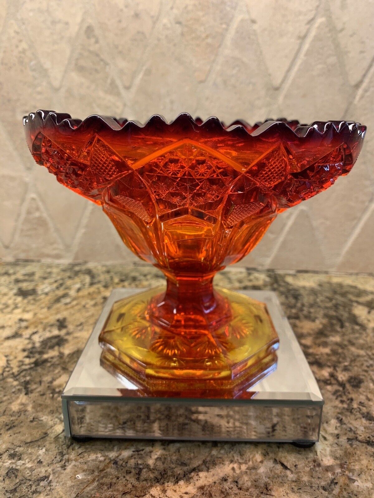 VTG Amberina Compote Open Candy Dish Nice