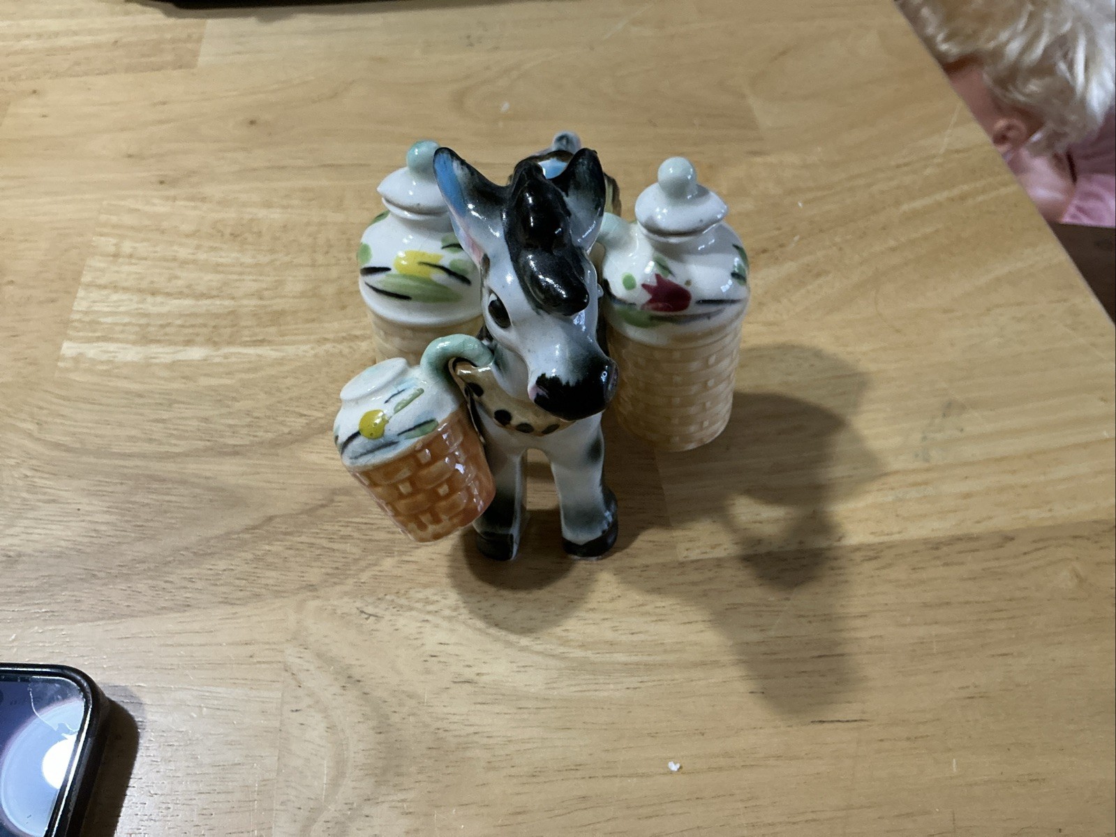 Vintage Walls Ceramic Donkey Condiments Holder Caddy Japan Decor 1960\'s?