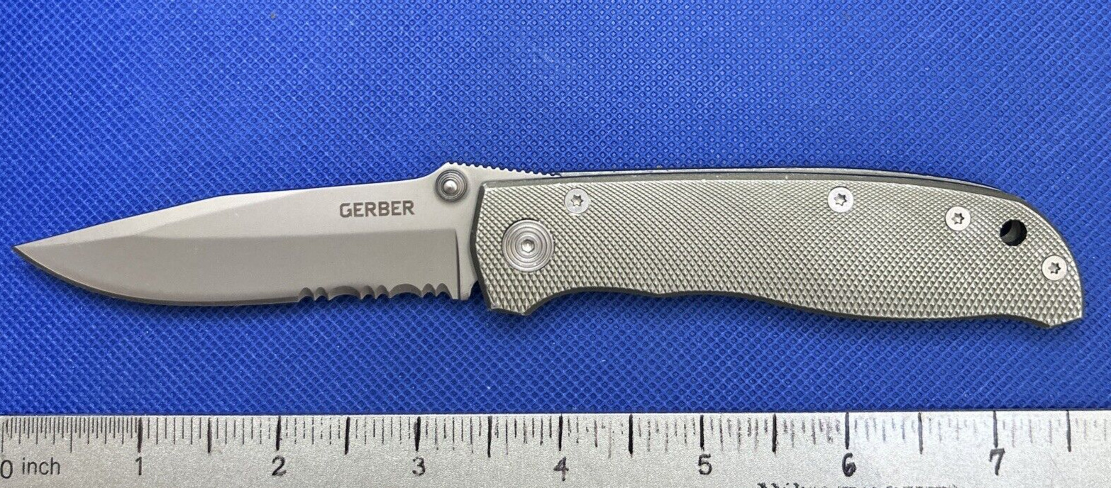 Gerber Air Ranger Pocketknife Liner Lock Combo Edge Blade Aluminum Scales USED
