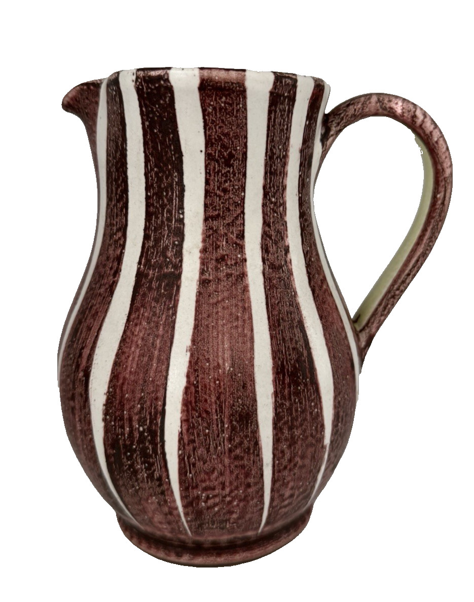 Vintage MCM DENBY Stoneware Made in England Hazlewood Striped Pitcher