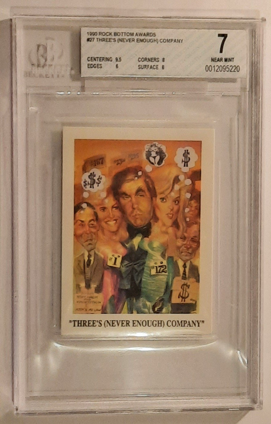 Donald Trump 1990 Rock Bottom Awards #27 Three\'s never enough Company BGS NM 7
