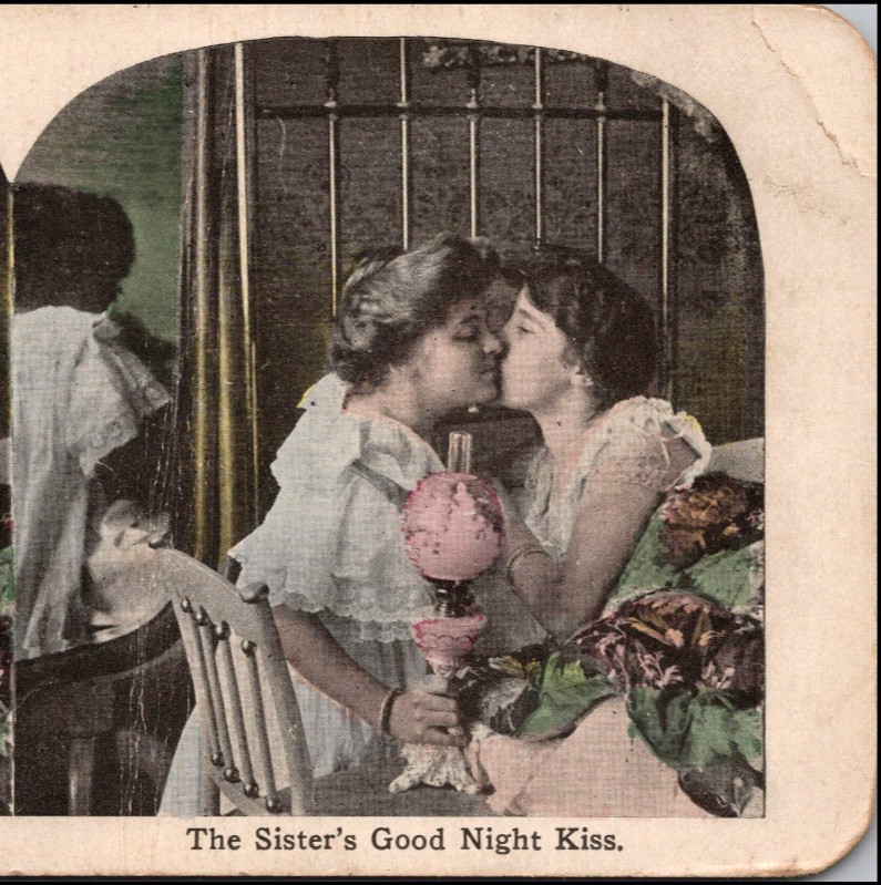 The Sisters Good Night Kiss--Stereoview #LE88