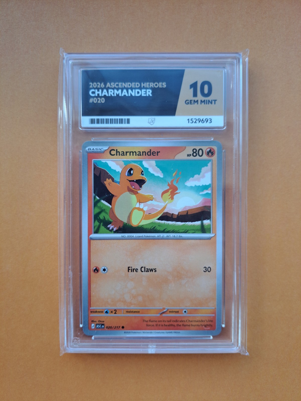 Pokemon TCG - Ascended Heroes - Charmander - #20 - Common - 10 Gem Mint