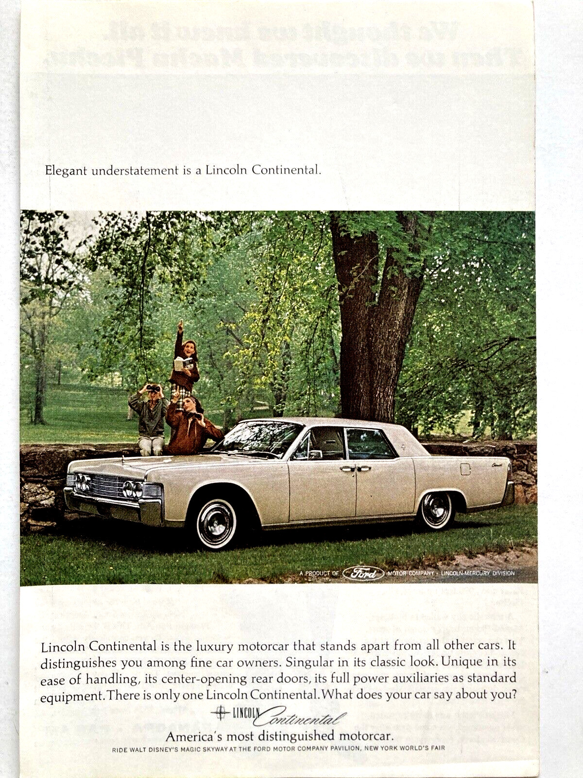 1965 Lincoln Continental 4 Door Print Ad Beige Elegant Understatement