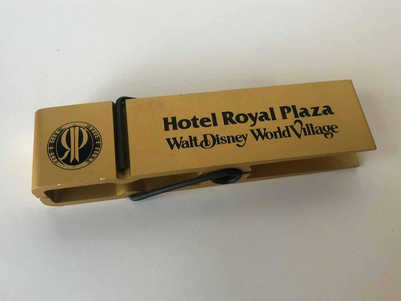 Rare Vintage Hotel Royal Plaza Walt Disney World Village Metal Gold Clip 4.5