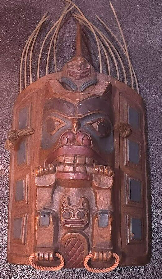 vtg Haida headdress mask frontlet Pacific Northwest Resin totem 14