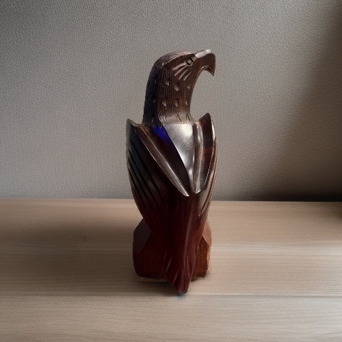 Vintage Hand Carved Iron Wood Perched Eagle 10.25” Figure Native American Cabin