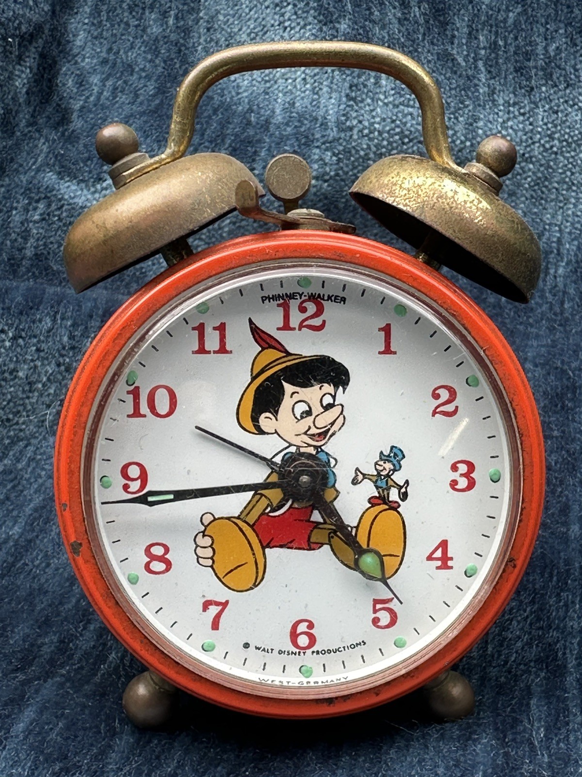 Vintage Walt Disney Pinocchio - Phinney Walker Alarm Clock working condition