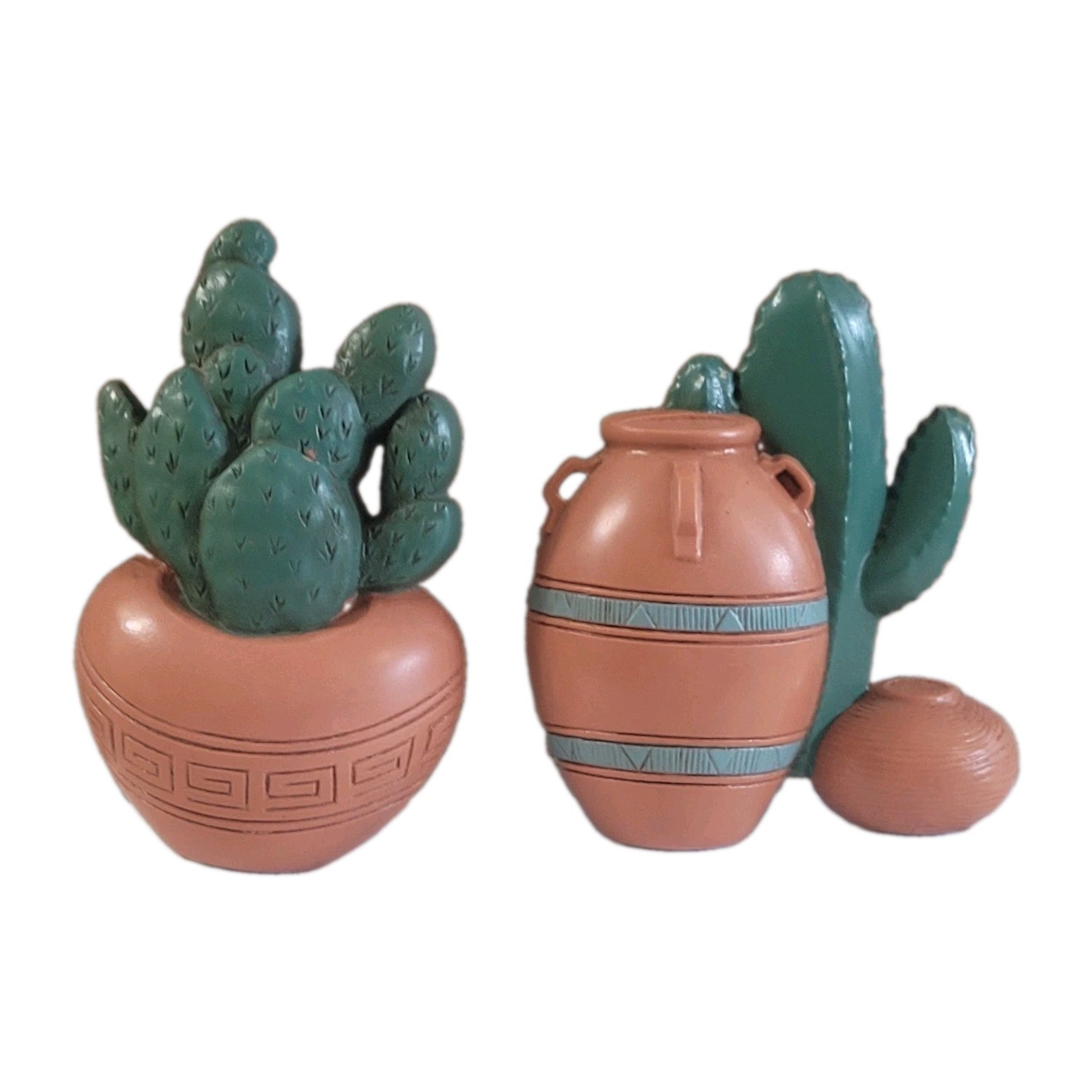 Vintage Burwood Southwest Wall Plaques Set Cactus Pottery Faux Terracotta 3139
