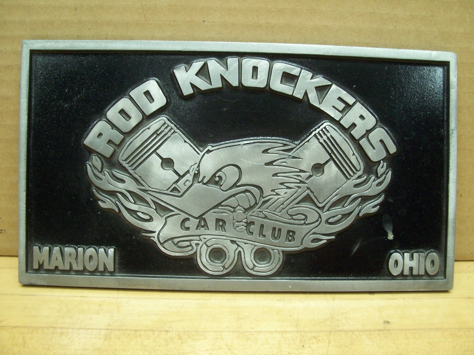 Vintage Rod Knockers Aluminium Car Club Plaque Dragger Plate Marion Ohio Hot Rod