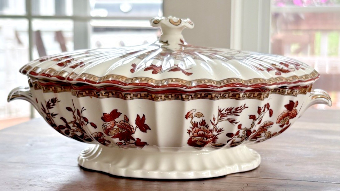 Vintage Spode Indian Tree Covered Round Vegetable Bowl Lid Scalloped 2/959 MINT